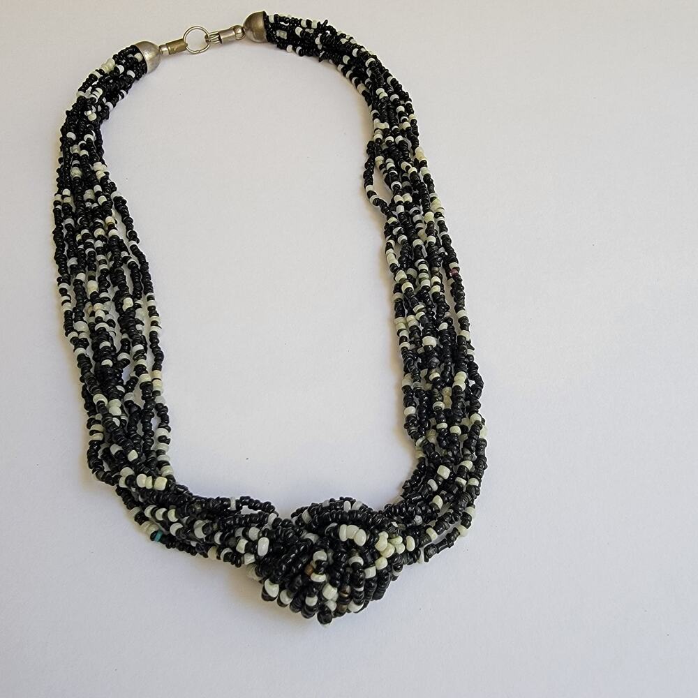 Multi-Layer Monochrome Bib Knot Statement Necklace - image 6